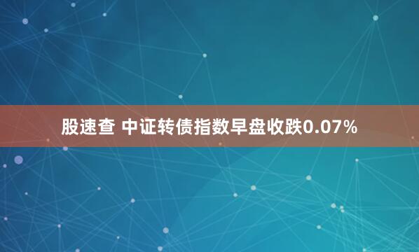股速查 中证转债指数早盘收跌0.07%