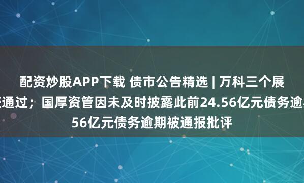 配资炒股APP下载 债市公告精选 | 万科三个展期议案均未获通过；国厚资管因未及时披露此前24.56亿元债务逾期被通报批评