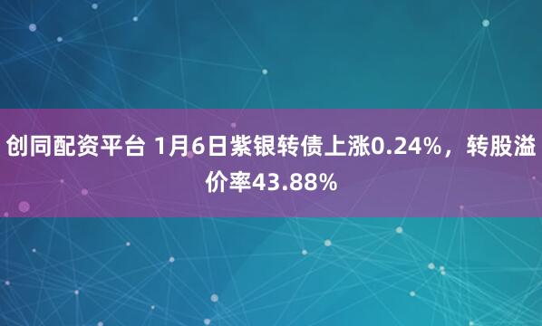 创同配资平台 1月6日紫银转债上涨0.24%，转股溢价率43.88%